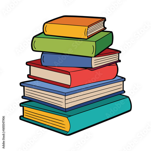 Stack of Books Colored Hand Drawn Illustration