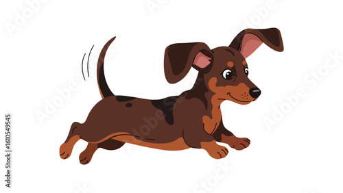 Adorable cartoon dachshund dog running happily. featuring dog, dachshund, puppy and more, creating a perfect scene. This scene includes elements like canine, pet, animal.