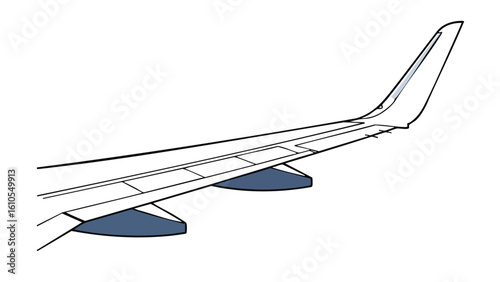Airplane Wingtip Device and Wing Section. featuring airplane, wing, aircraft and more, creating a perfect scene. This scene includes elements like aviation, flight, travel.