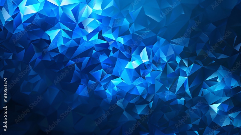 Obraz premium Cool blue abstract polygonal background with bright, icy highlights.
