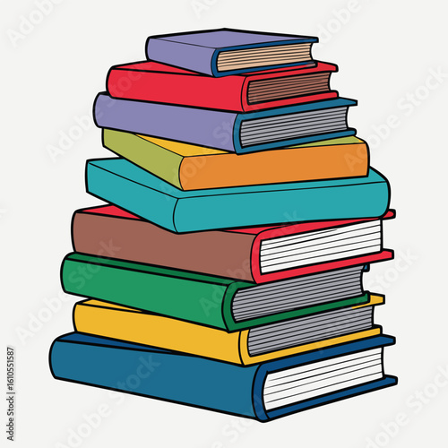 Stack of Books Colored Hand Drawn Illustration