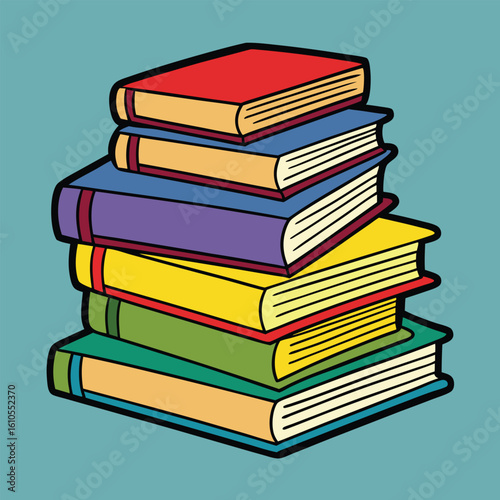 Stack of Books Colored Hand Drawn Illustration