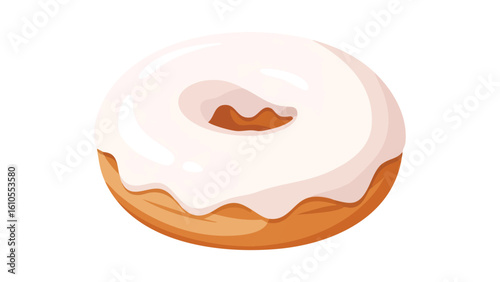 Delicious Glazed Donut with White Icing. featuring donut, doughnut, pastry and more, creating a perfect scene. This scene includes elements like sweet, food, dessert.