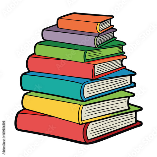 Stack of Books Colored Hand Drawn Illustration