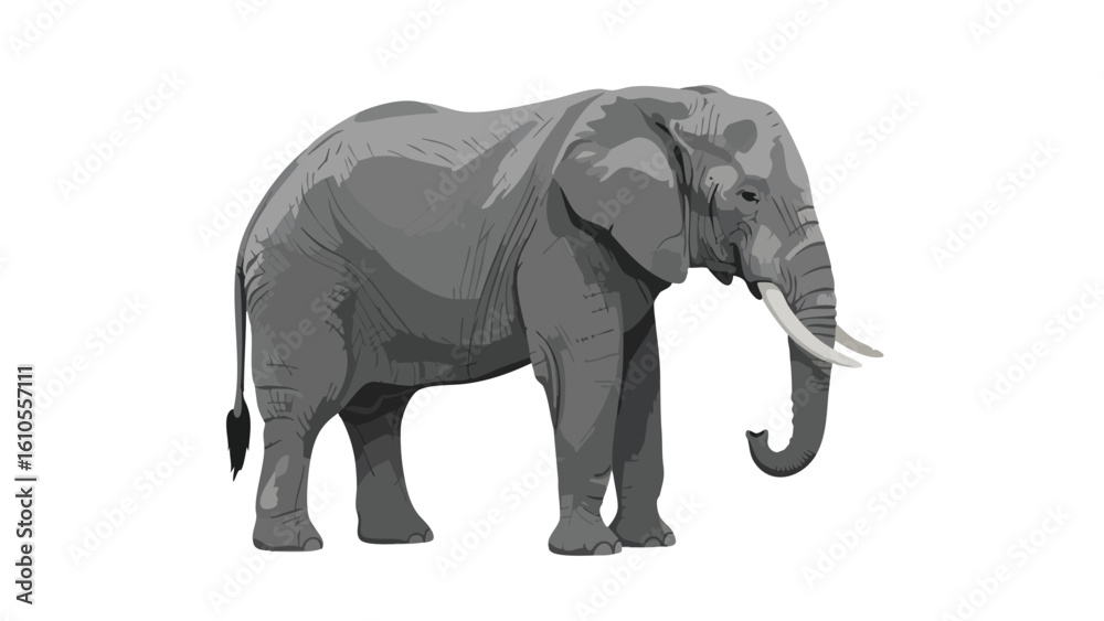Fototapeta premium Majestic African Elephant Standing Proudly. featuring elephant, african, animal and more, creating a perfect scene. This scene includes elements like wildlife, mammal, pachyderm.
