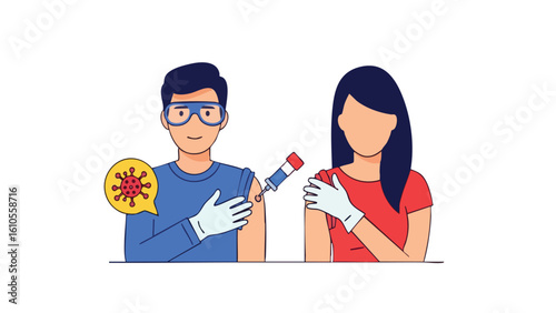 People Receiving COVID19 Vaccination Injection. featuring vaccine, vaccination, injection and more, creating a perfect scene. This scene includes elements like syringe, medical, health.