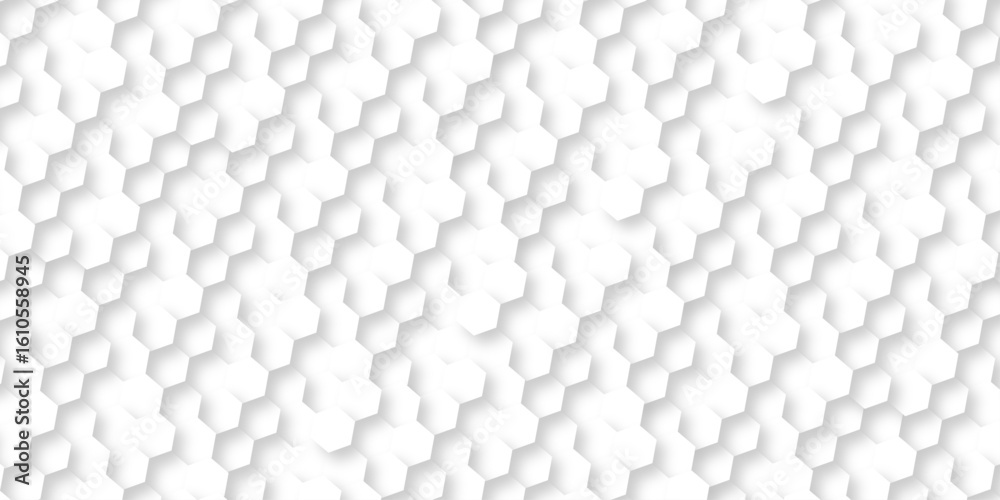 Naklejka premium Abstract white hexagon concept background. Seamless bright white abstract honeycomb. Technology for design element vector abstract background.