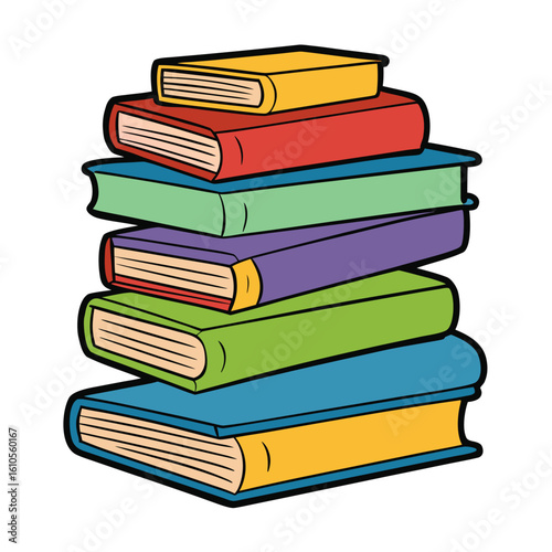 Stack of Books Colored Hand Drawn Illustration