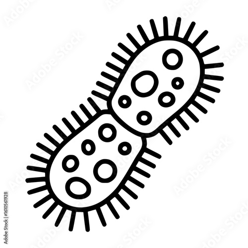 bacteria cell dividing with spiky outline