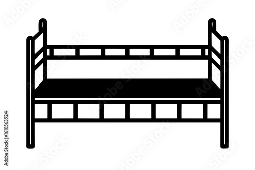 Bunk bed vector silhouette illustration isolated on white background