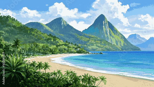 Silent Cove The most beautiful island isolated watercolor vector illustration svg