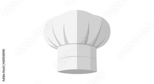 Classic white pleated chef's hat, a professional toque blanche in a simple flat design style.