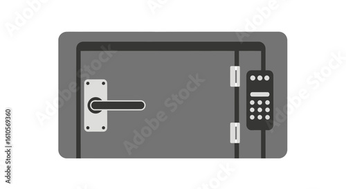 Modern gray metal safe with a secure digital keypad lock and a black lever handle.