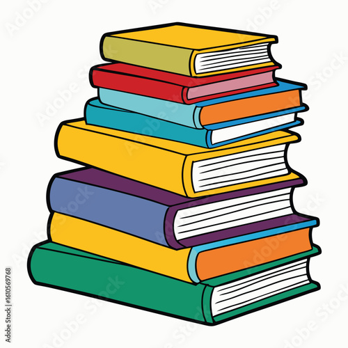 Stack of Books Colored Hand Drawn Illustration