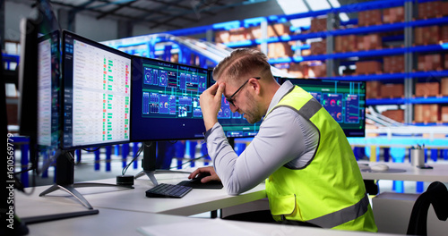 Tableau sur toile Warehouse Worker Learns Automation System