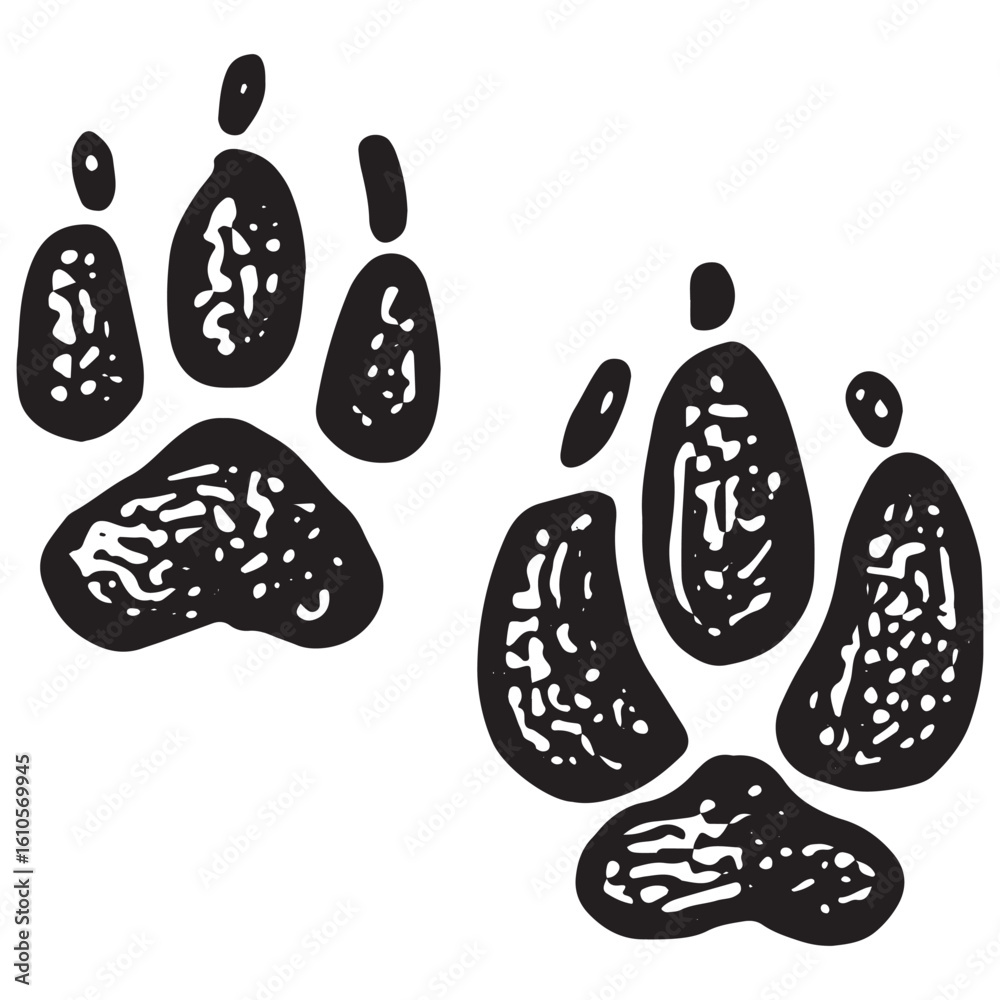 Hand-Drawn Footprint Icon for Wilderness Art Hand-Drawn Footprint Icon for Wilderness Art