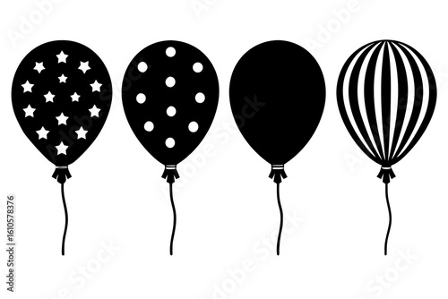 set of Balloon vector silhouette illustration isolated on white background