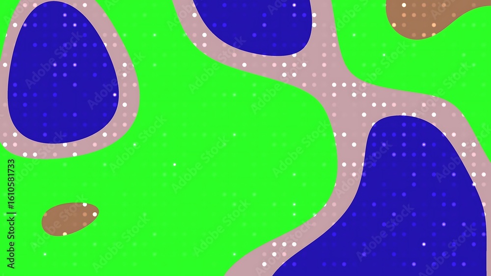 Naklejka premium Desertcore Abstracts Liquid Blink Dot Abstract background featuring organic shapes in green, blue, and brown with a speckled pattern design