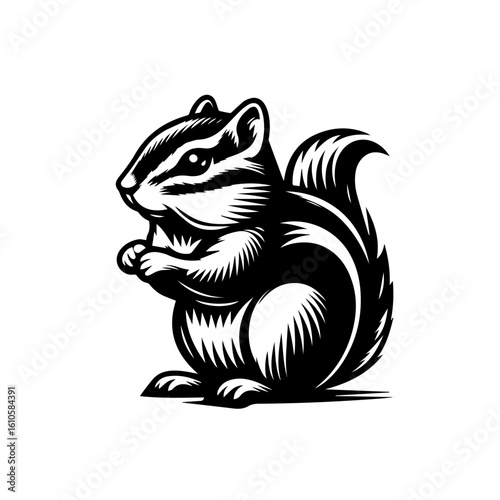 A cute chipmunk illustration eating a nut