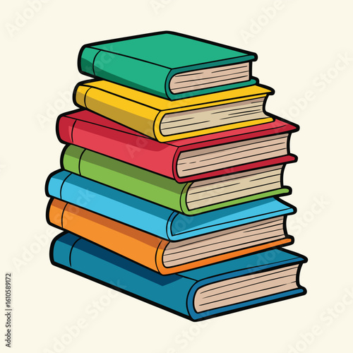 Stack of Books Colored Hand Drawn Illustration