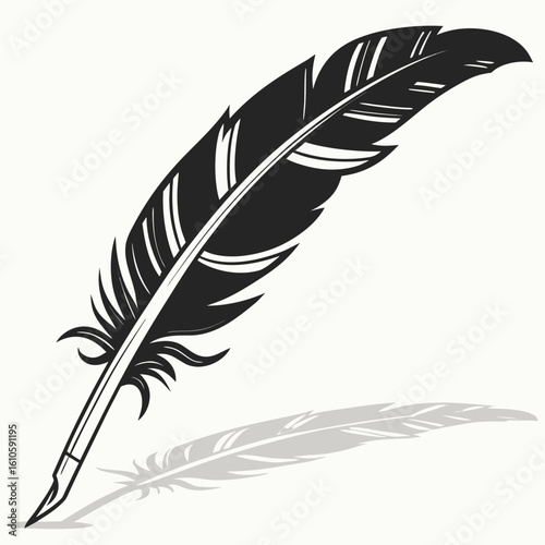 a black and white feather pen