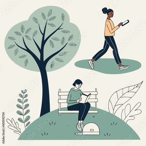 Vector illustration promoting mental wellness