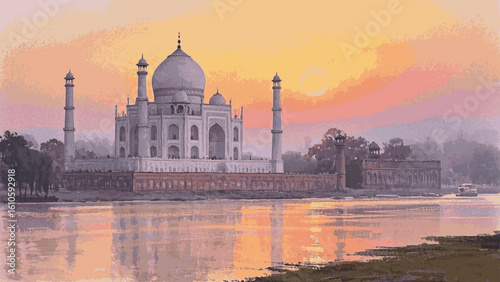 Silhouette Bloom The most beautiful sunset isolated watercolor vector illustration svg