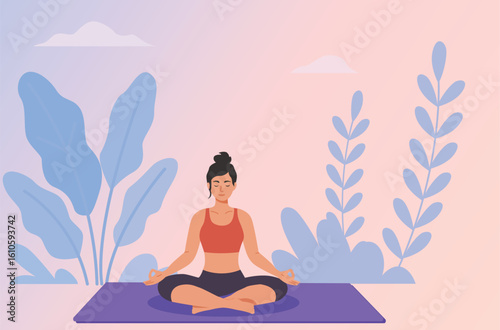 Meditation Pose Vector
Calm Woman Meditating
Mindfulness and Peace
Lotus Pose Meditation