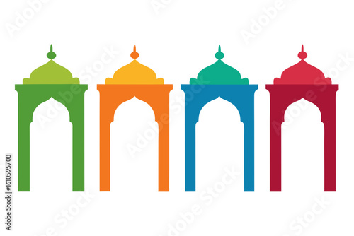 set of Archway vector silhouette illustration isolated on white background