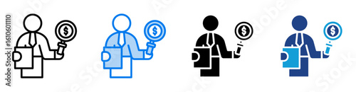 Auditor icon set multiple style collection
