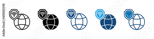 Vpn icon set multiple style collection