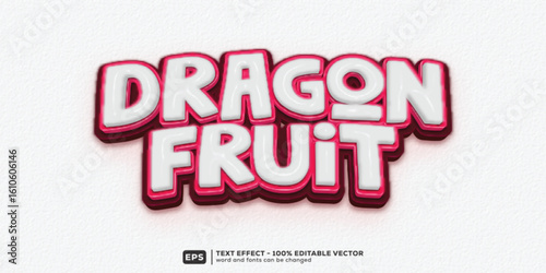 Dragon Fruit 3D Cartoon Editable Text Effect | Premium Font Template
