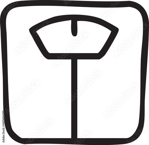 Handdrawn bathroom weight scale icon illustration.