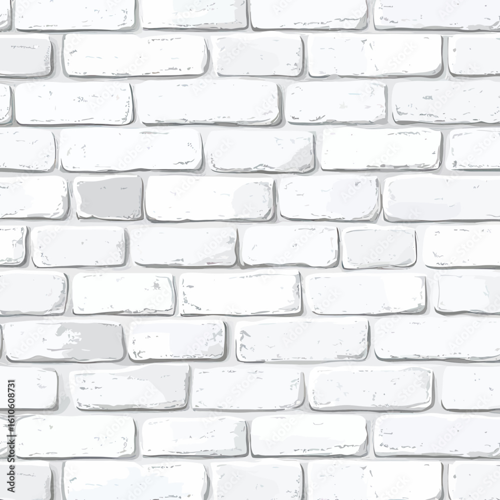 Fototapeta premium Seamless white brick wall pattern with subtle texture background for fabric textile wallpaper wrapping paper design vector illustration flat minimalist style