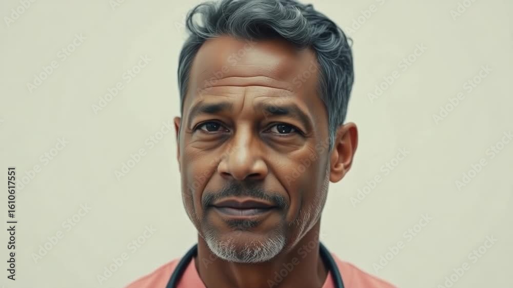 Portrait of a mature male doctor with stethoscope, looking directly at the camera.