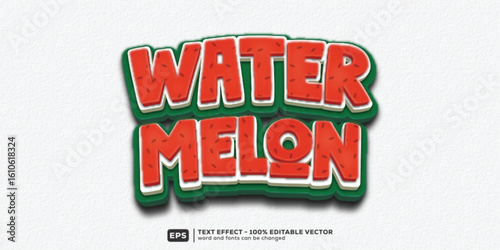 Water Melon 3D Cartoon Editable Text Effect | Premium Font Template