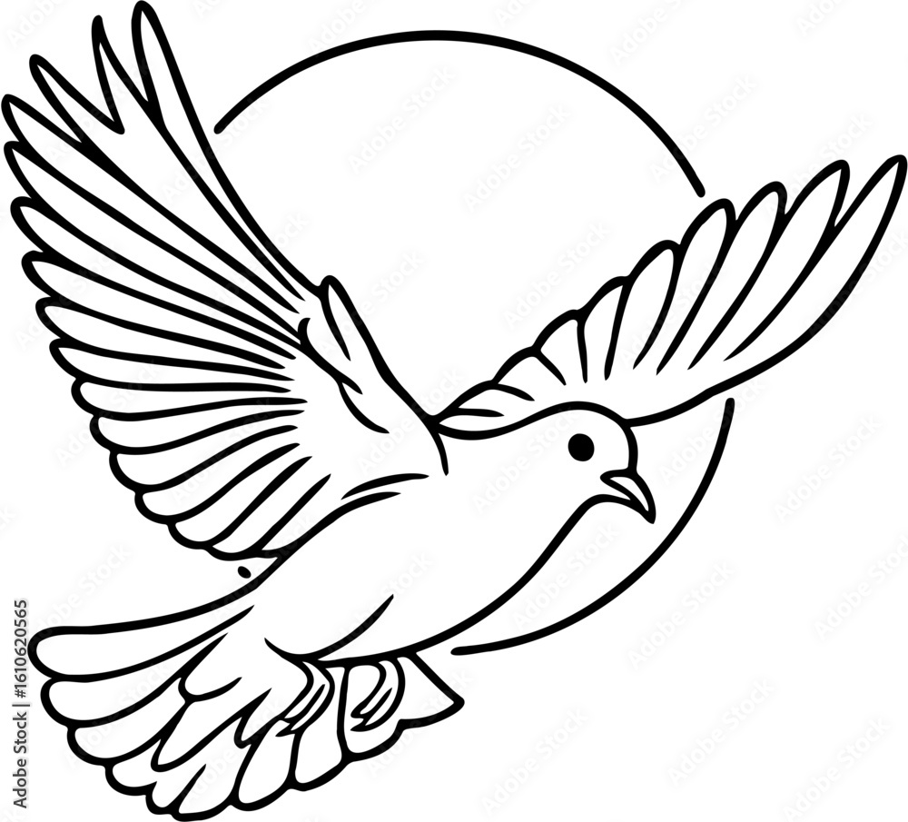 Naklejka premium vector illustration of a dove, isolated on white
