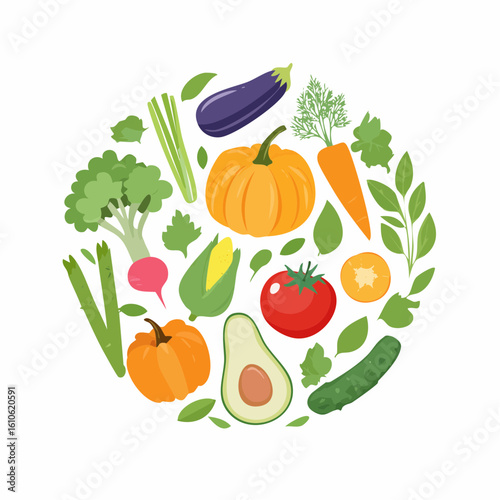 Fresh raw vegetables and fruits