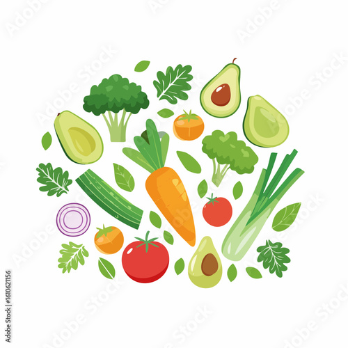 Fresh raw vegetables and fruits