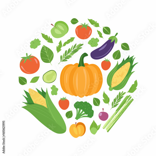 Fresh raw vegetables and fruits