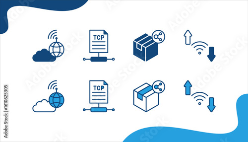 Data Transfer banner web icon vector illustration for ISP, TCP, Packet, Network traffic.