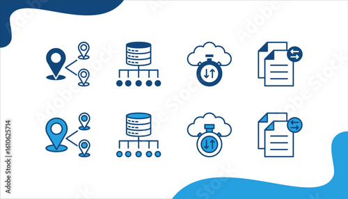 Data Transfer banner web icon vector illustration for Routing, Load balancing, Latency, File transfer.