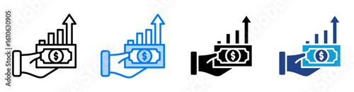 Profitability icon set multiple style collection