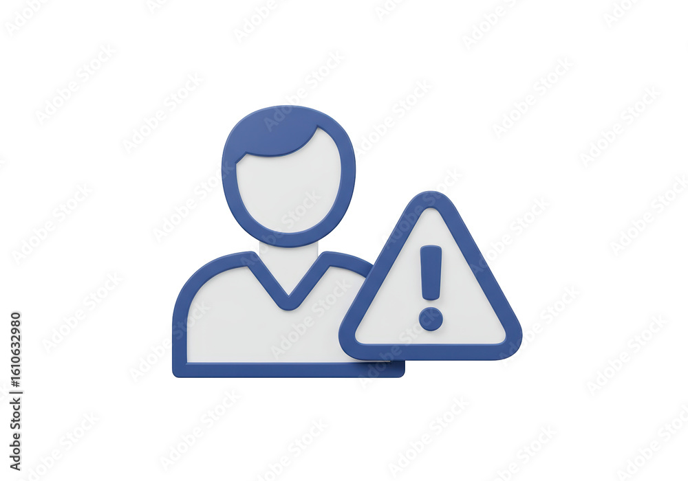 Fototapeta premium Isolated Blue User with Warning Sign