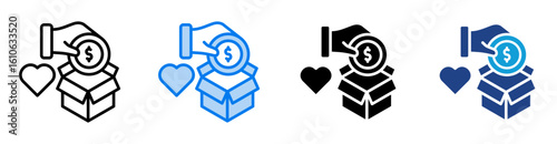 Donation icon set multiple style collection