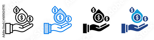 Liquidity icon set multiple style collection