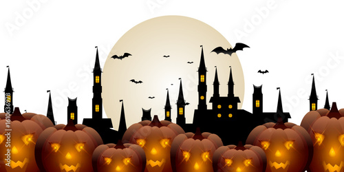 ハロウィン　かぼちゃ　城　秋　背景