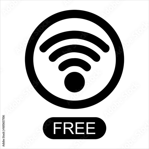 Free WiFi zone vector symbol, a simple black icon for public internet access hotspots.