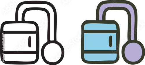 Simple Line Art Icons Hearing Aid Device.