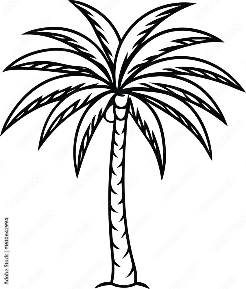 Fototapeta premium Pindo palm hand drawn outline in vintage botanical style detailed tropical foliage vector illustration, Pindo palm vintage botanical line art, Tropical palm tree vintage sketch, Elegant botanical palm